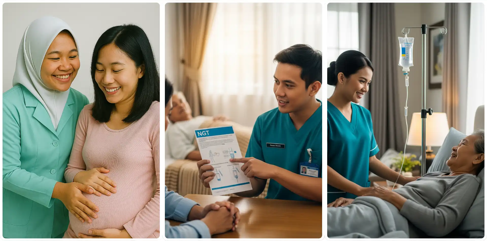 Perawat CareRing sedang merawat pasien di rumah